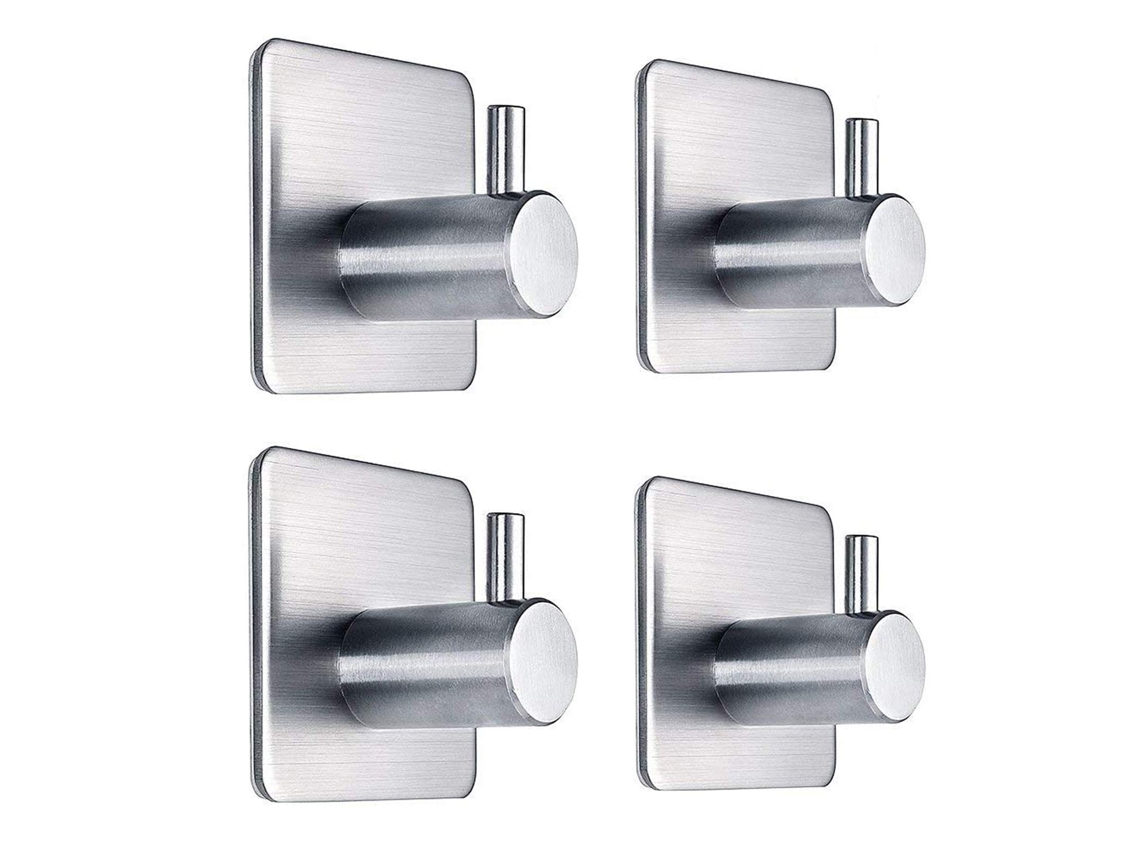 Ganchos De Pared Resistentes Acero Inoxidable Impermeables Carga Máxima 15 Lbs Set De 4