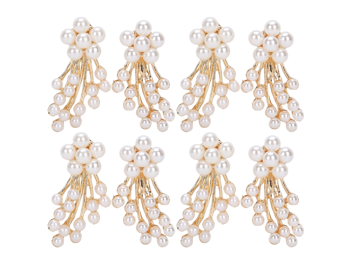 4 Pares Flor Pérolas Strass Diy Decoração Roupa Sapatos Bijuterias Acessórios 3x1.8cm