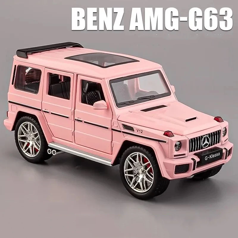 (rosa) Coche De Juguete A Escala 1:24 De Metal Fundido A Presión Con Efectos De Sonido Y Luz.