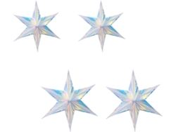 Juego 4 Colgantes Hexagonales Forma Estrella Iridiscente Plateado Adorables Adornos Bodas Árboles Navidad Neón