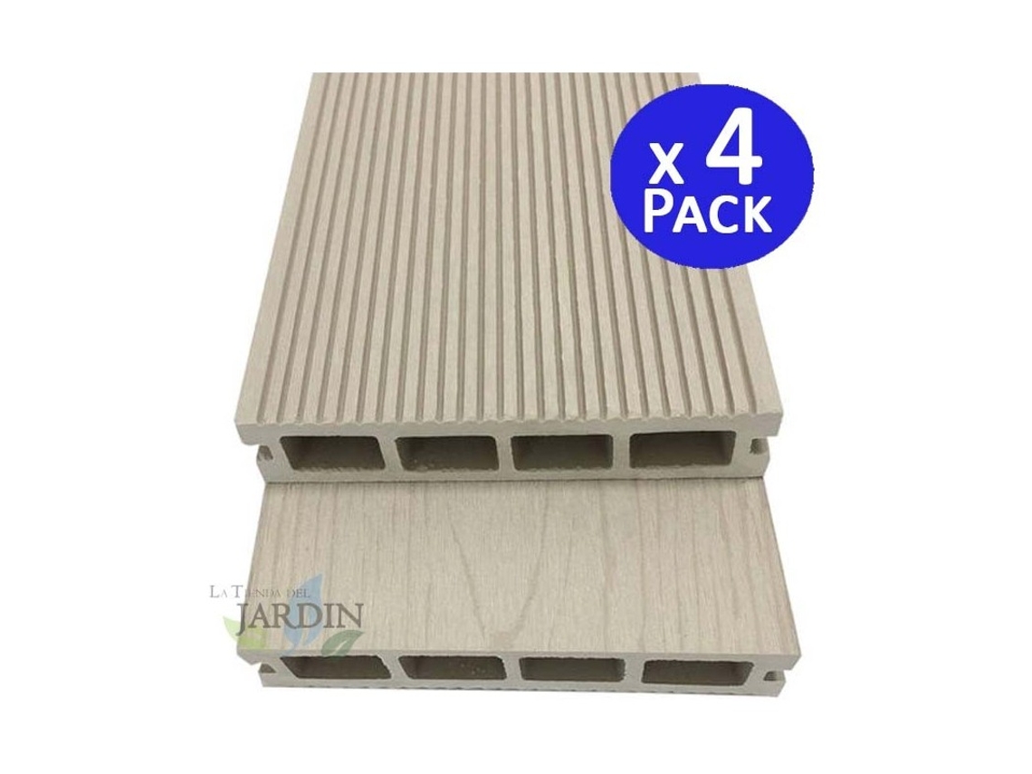 Tablon Jardin Composite 220 X 14,6 X 2,5 Cm Blanco Pack 4 SUINGA