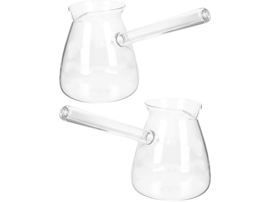 Juego De 2 Teteras De Vidrio Transparente De 450 Ml Con Asa Lateral.
