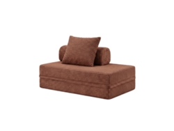 Sofá Modular 2 Lugares Convertible Veludo Listado Terracota