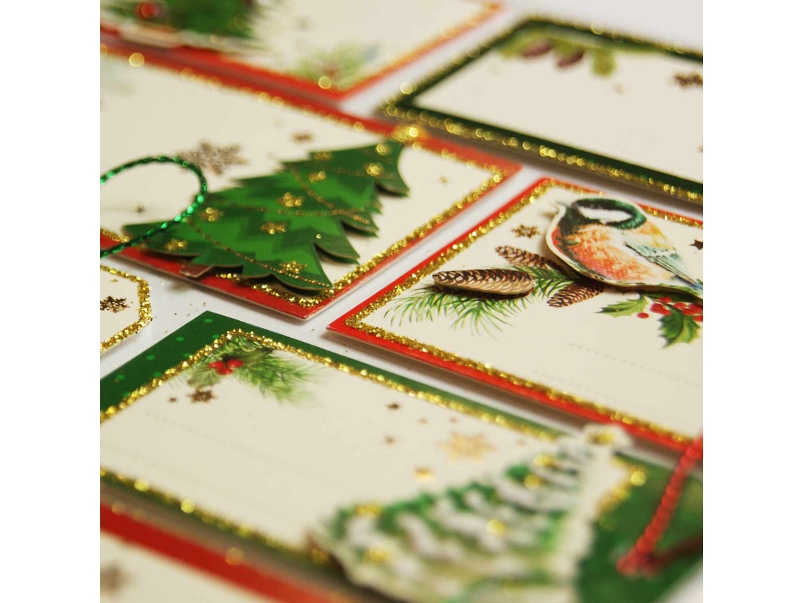 8 Pegatinas GLOBAL GIFT de regalo autoadhesivas - Árboles de Navidad