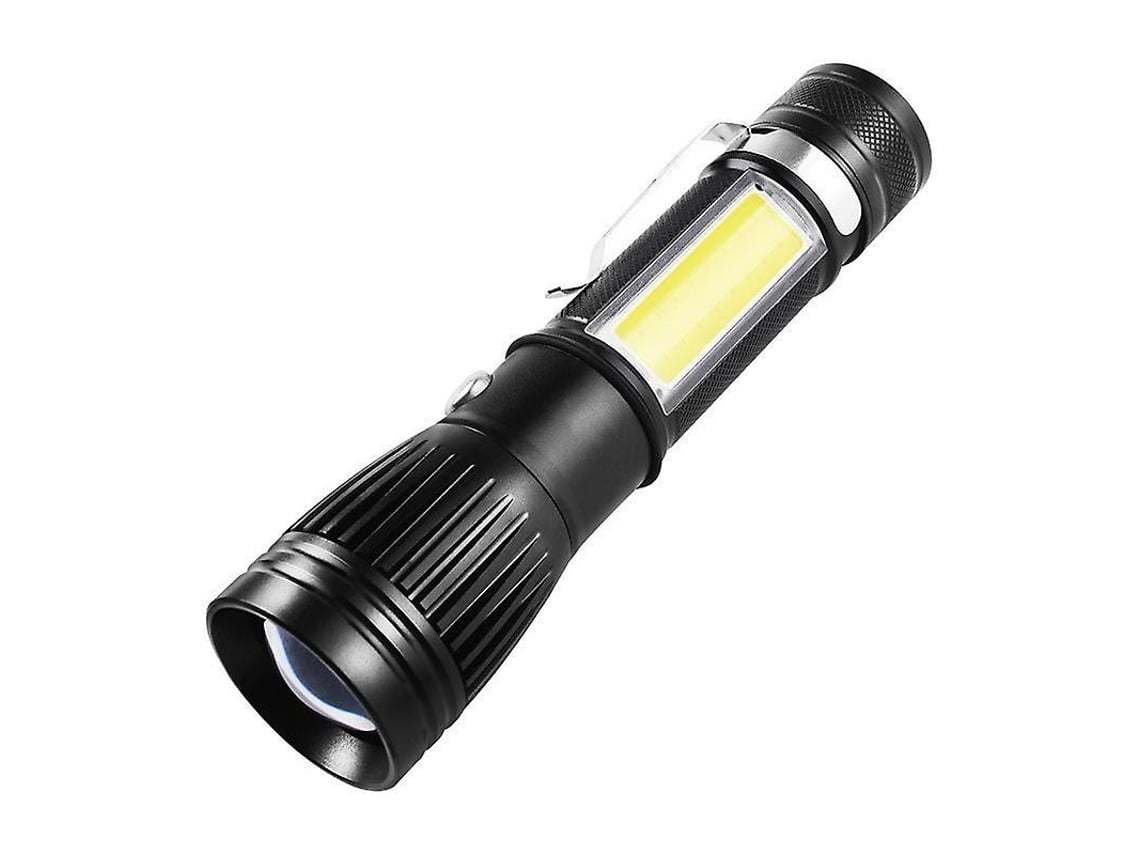 YEMAESRE Linterna de luz fuerte de doble propósito Luz de trabajo de enfoque telescópico con hebilla lateral negra