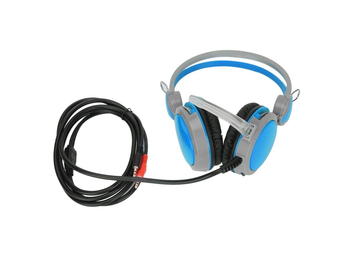 Auriculares Para Juegos Con Micrófono Estéreo, Cancelación De Ruido Ajustable, Con Cable Para Pc, Color Azul.