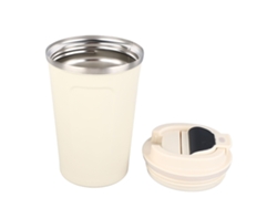 Taza Térmica De Acero Inoxidable 304 Con Indicador De Temperatura, Tamaño Viaje, 380 Ml, Blanca.