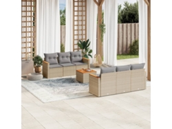 Conjunto de sofá de jardín de 7 piezas con cojines, mimbre beige mixto, DKD Home Decor