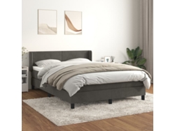 Cama box spring con colchón terciopelo gris oscuro 140x200 cm