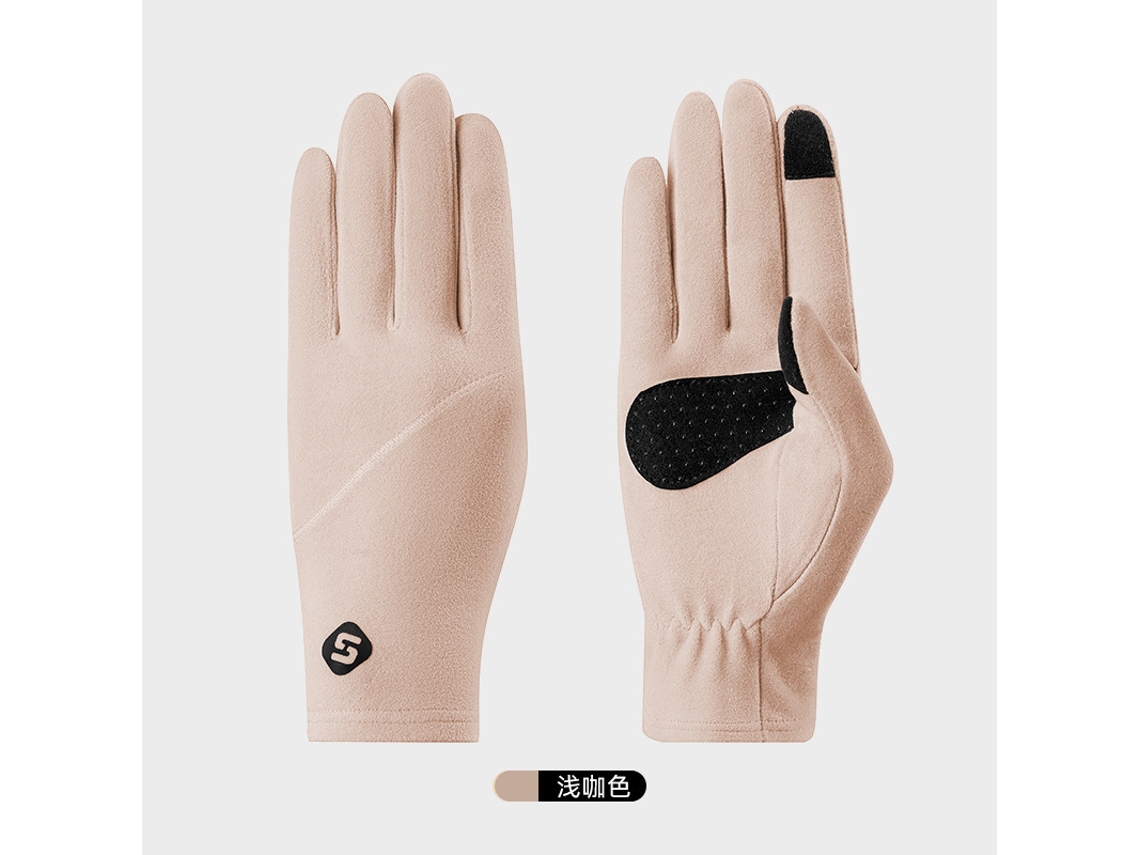 Guantes de esquí para mujer, otoño e invierno, de terciopelo, resistentes al viento, cálidos, color piel, talla única, Lalamoli (finos).