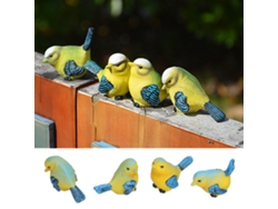 4 pequeños pájaros de resina para decorar la mesa del jardín (juego de 4)