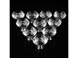 10 Pomos Redondos De Cristal Para Cajones De Armarios, Tirador De Cristal Transparente De 30 Mm.