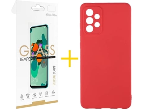 Kit Funda + Protector de Pantalla Samsung Galaxy A72 5G SKYHE Silicona Líquida (Rojo)