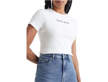 Camiseta TOMMY JEANS Algodón Mujer (L - Blanco)