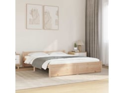 Estructura De Cama Doble Sin Colchón Madera Maciza 150x200 Cm