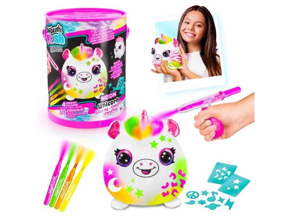 Peluche de neón con aerógrafo, barril blando con rotuladores y plantillas Air 022 Canal Toys