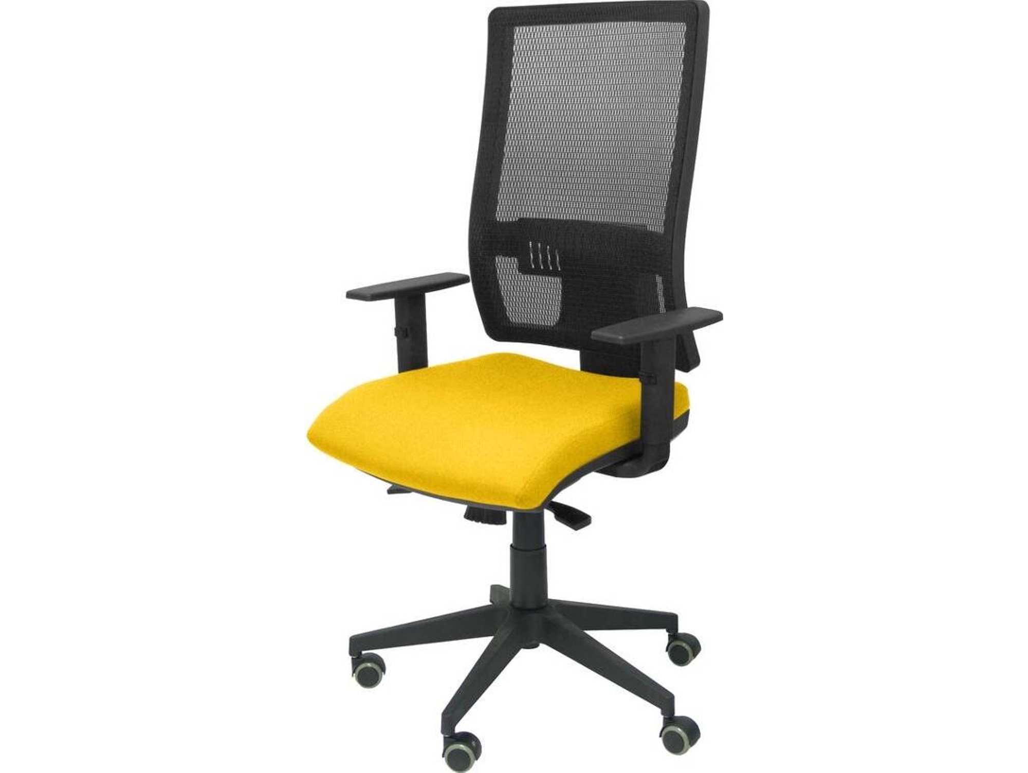 Silla de Escritorio Operativa PYC Horna Amarillo con ruedas antiarañazos (Brazos Ajustables - Malla)