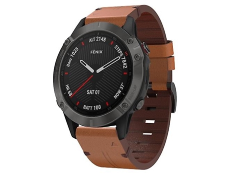 Correa para Garmin Fenix 6 Zafiro Gps 22mm Correa de Reloj con Hebilla de Acero de Cuero Marrón VENISYMLIS