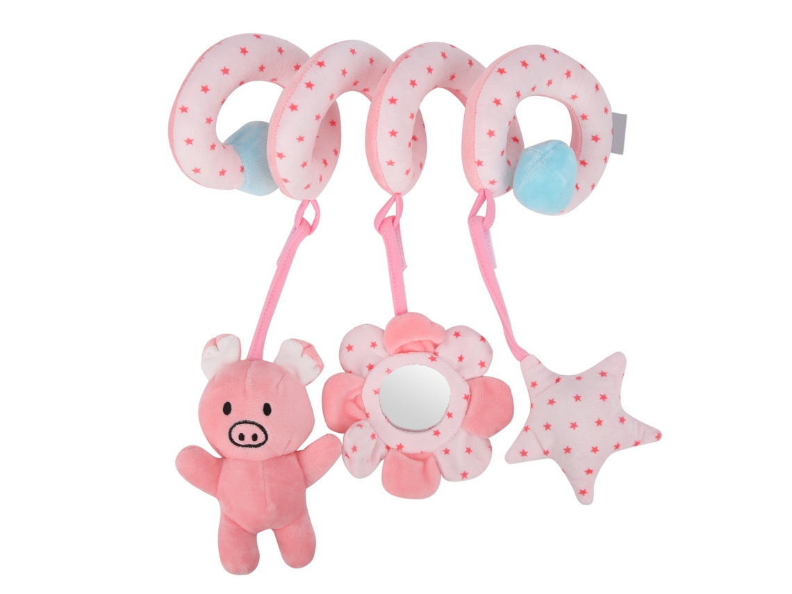 Juguete Colgante Para Cochecito De Bebé, Espiral Con Sonajero, Peluche Rosa Para Niños