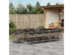 Juego de comedor de jardín DKD Home Decor de 15 piezas con cojines de mimbre gris