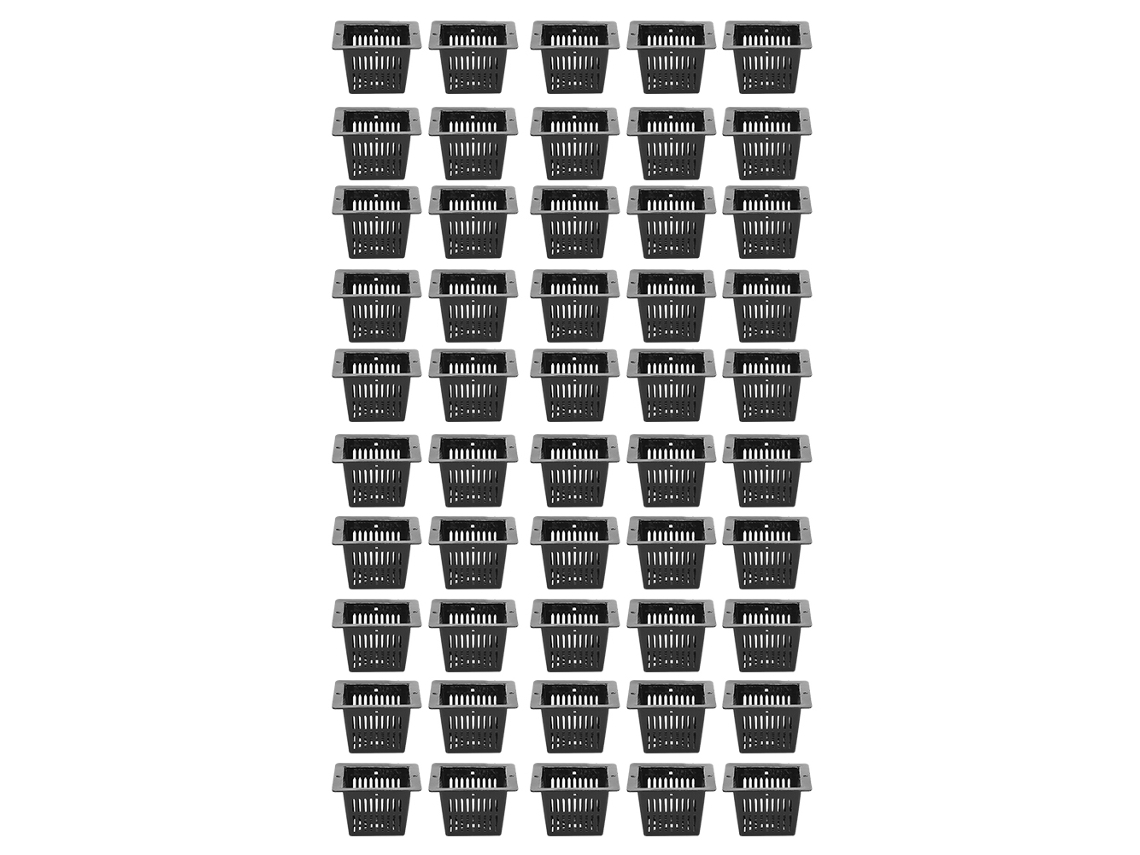 50 cestas de cultivo hidropónico cuadradas negras