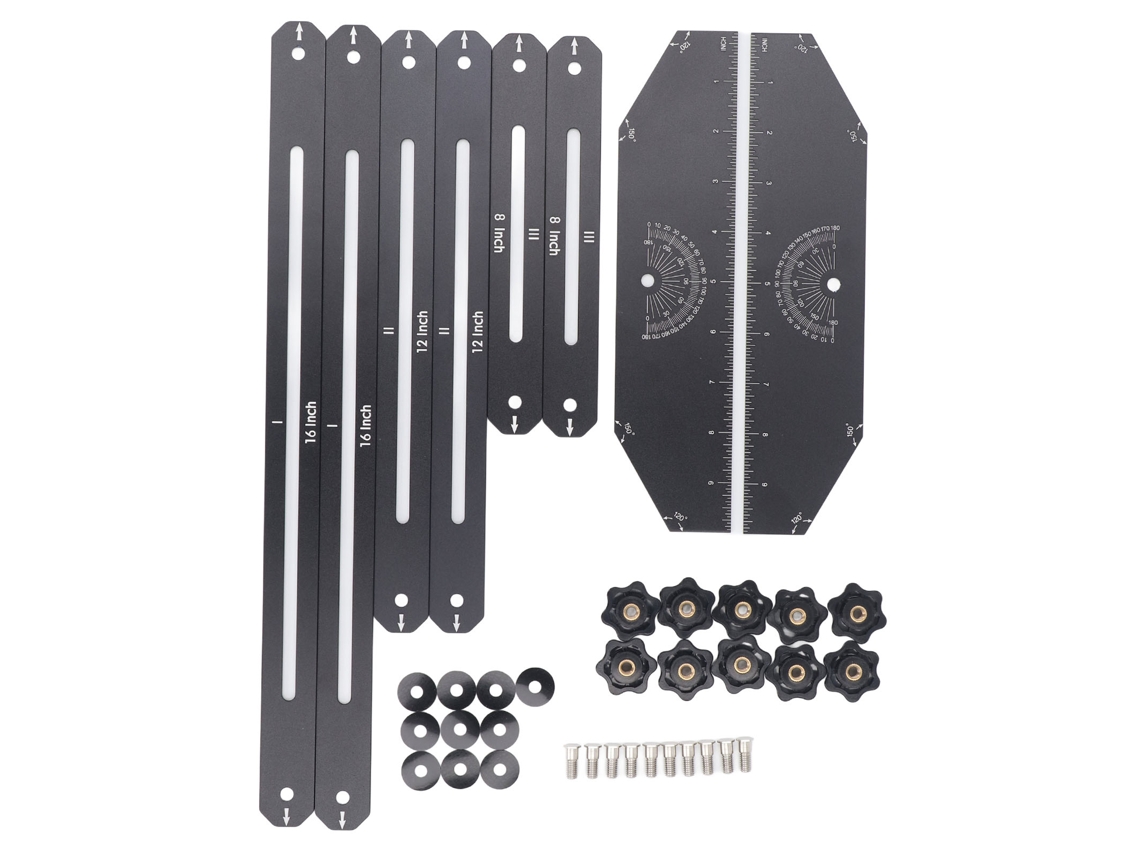 Herramienta De Plantilla Para Peldaños De Escalera De Aluminio Con Calibre Giratorio De 360 Grados Y Longitud Ajustable Para Medir Y Cortar.