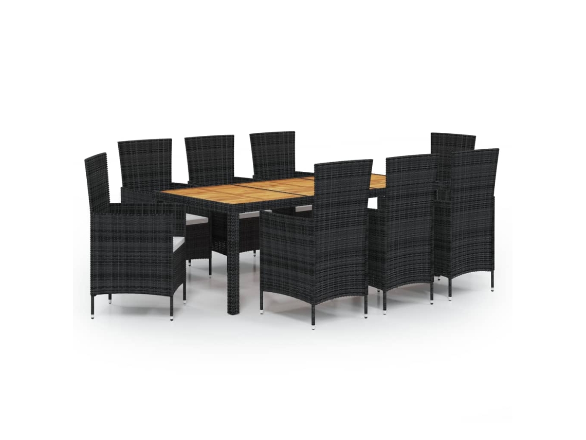 Maison Exclusive - Set Comedor De Jardín 9 Piezas Y Cojines Ratán Sintético Negro