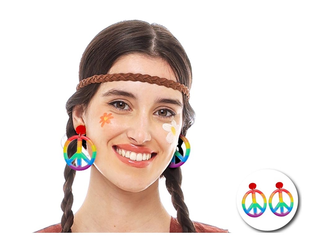 Pendientes Hippie Paz Arcoíris de 6x7,5 cm