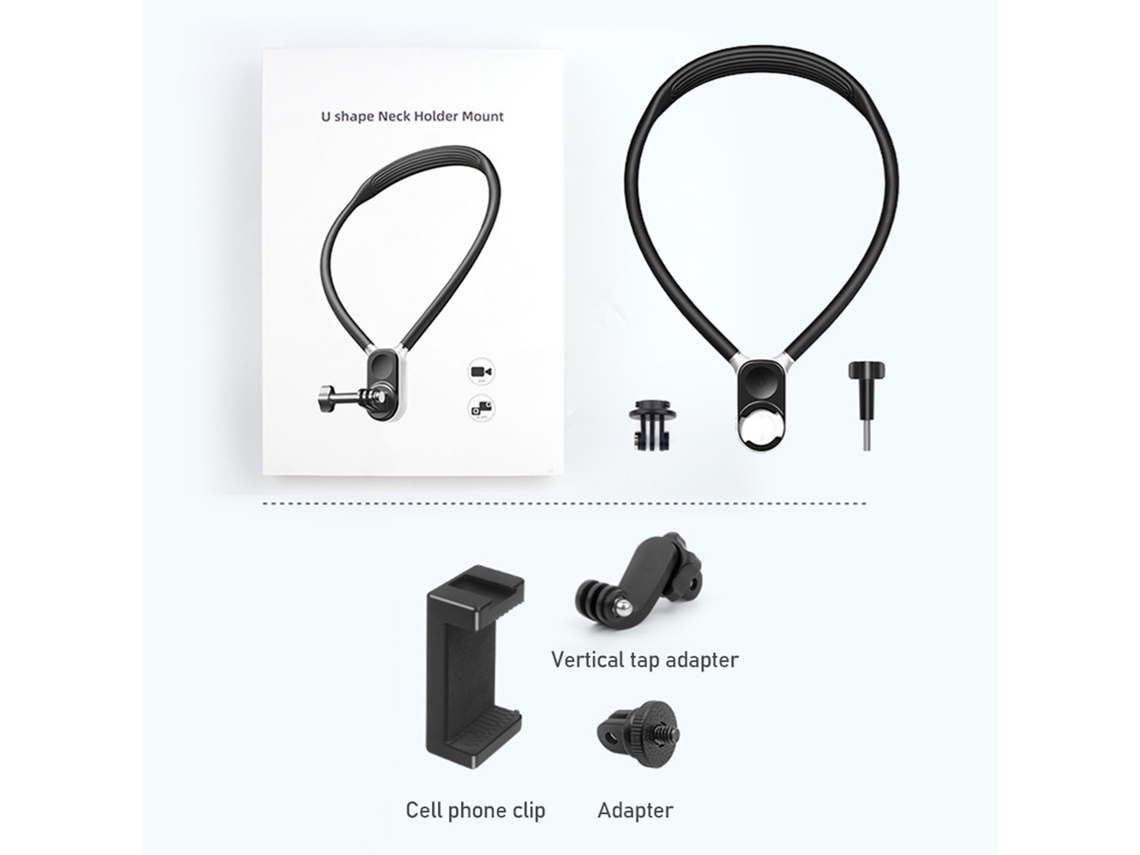 Collar para cámara GoPro, soportes para el cuello, cordón para grabación de vídeo manos libres, selfies y grabación corporal.