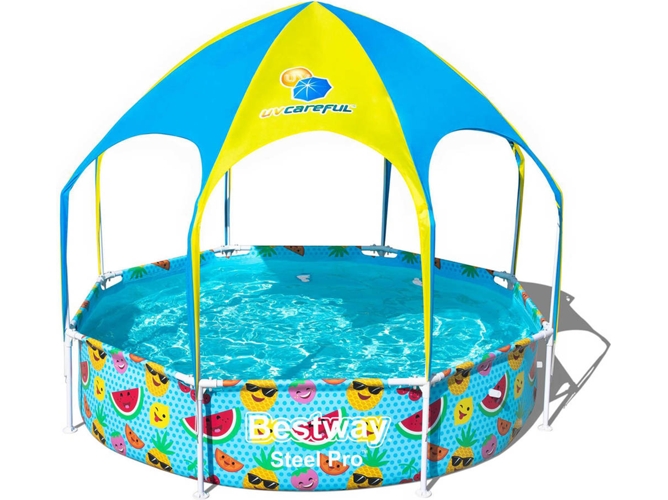 Piscina Desmontable Tubular Infantil BESTWAY Splash-In-Shade 244x51 cm con Parasol - 56432