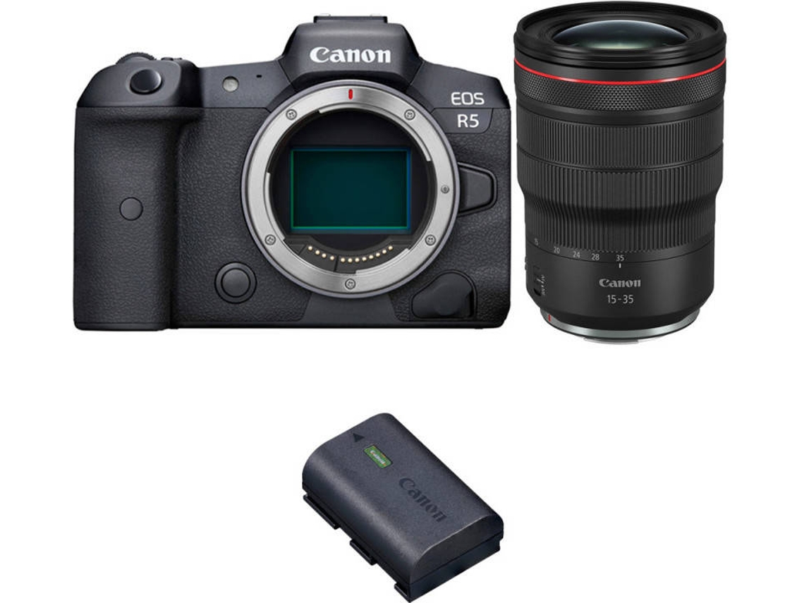 Kit Cámara CANON EOS R5 RF 15-35mm f/2.8L IS USM + Batería (Full-Frame)