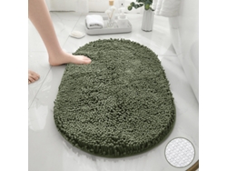 Alfombra de Baño LUUCOZK Antideslizantes Absorbentes Secado Rápido Decoración Bañoparte Inferior Poliéster Verde (50x80cm)