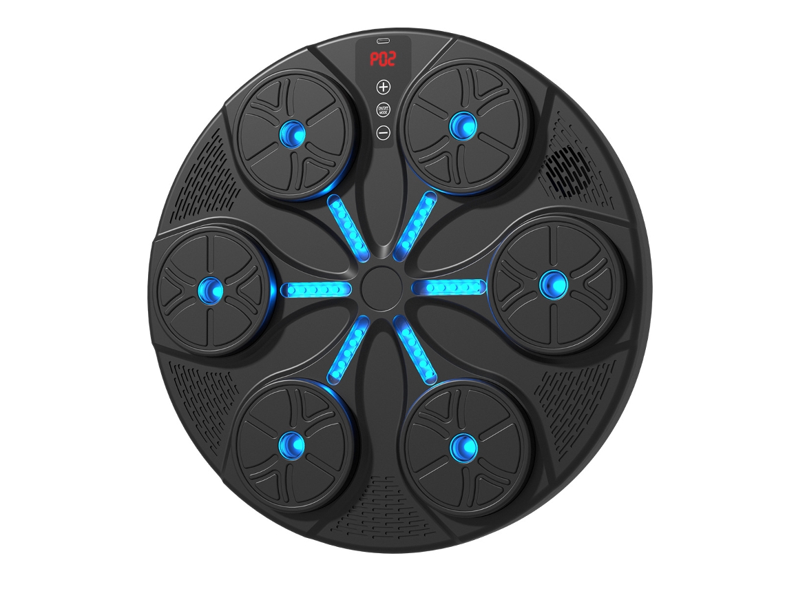 Máquina de boxeo Chrui, máquina de entrenamiento inteligente con guante, música y LED (negra)