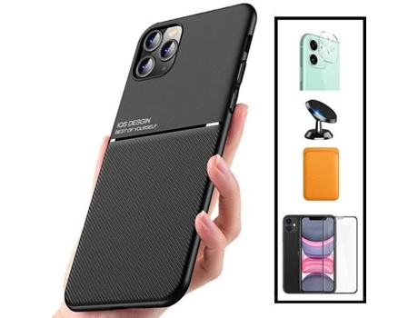 Kit Funda Magnetic Lux, Magnetic Wallet Naranja, 5D Full Cover, Protector de Cámara Trasera y Soporte Magnético de Coche Xiaomi Mi 11 Lite PHONECAR...