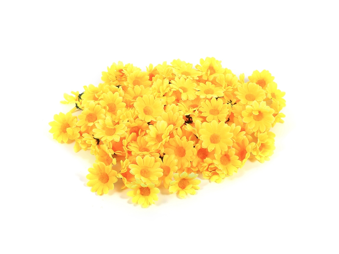 100 cabezas de margaritas amarillas artificiales de tela