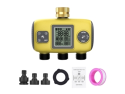 Temporizador Programable De Riego Para Jardín Con 3 Salidas, Control Automático, Retardo Por Lluvia, Ipx5, Amarillo.