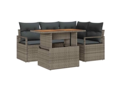Maison Exclusive - Juego de comedor de jardín de 5 piezas, gris y marrón