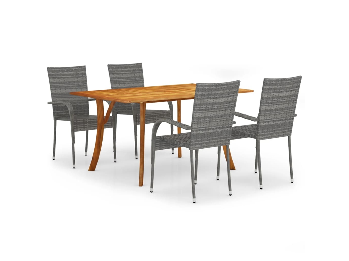 Maison Exclusive - Juego De Comedor Para Jardín 5 Piezas Gris