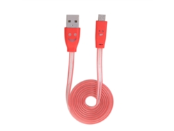 Cable De Datos (luminoso Transparente, Sincronización Y Carga) Cable De Datos De Cara Sonriente Luminosa Transparente (1m Sistema Android) Rojo Brillante