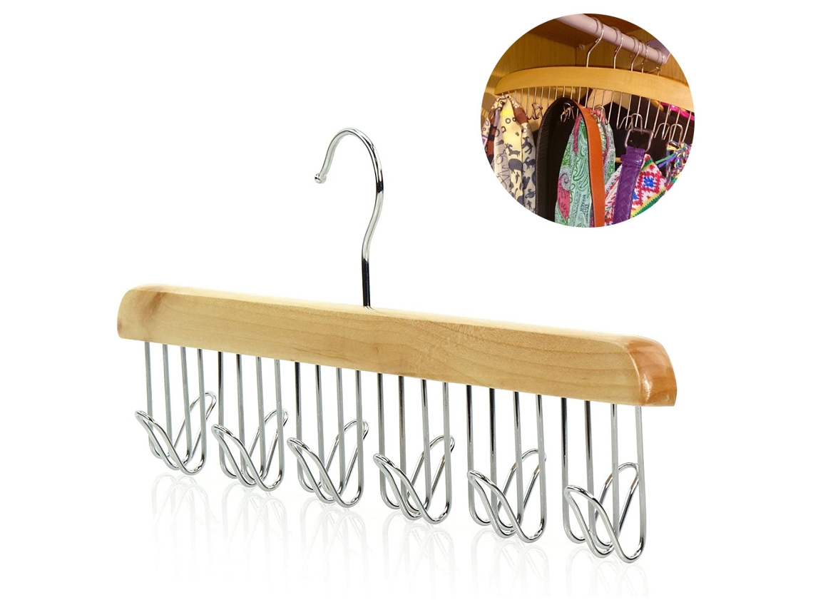 Organizador de corbatas de madera para armario masculino, perchero colgante que ahorra espacio