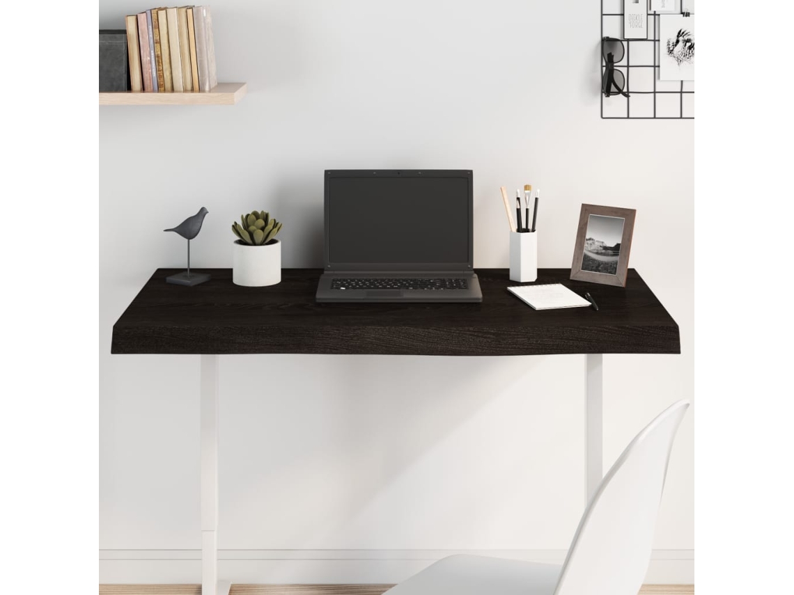 Tablero Mesa | Superficie De Mesa | Tablero De Escritorio Madera Roble Tratada Marrón Oscuro 100x60x(2-6) Cm Wsd14513