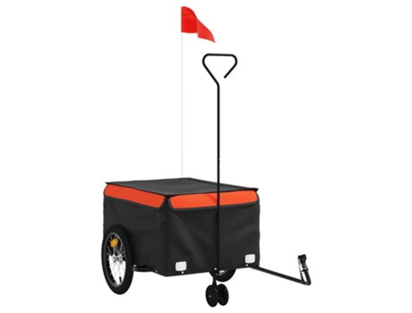 Remolque VIDAXL para bicicleta hierro negro y naranja 45 kg