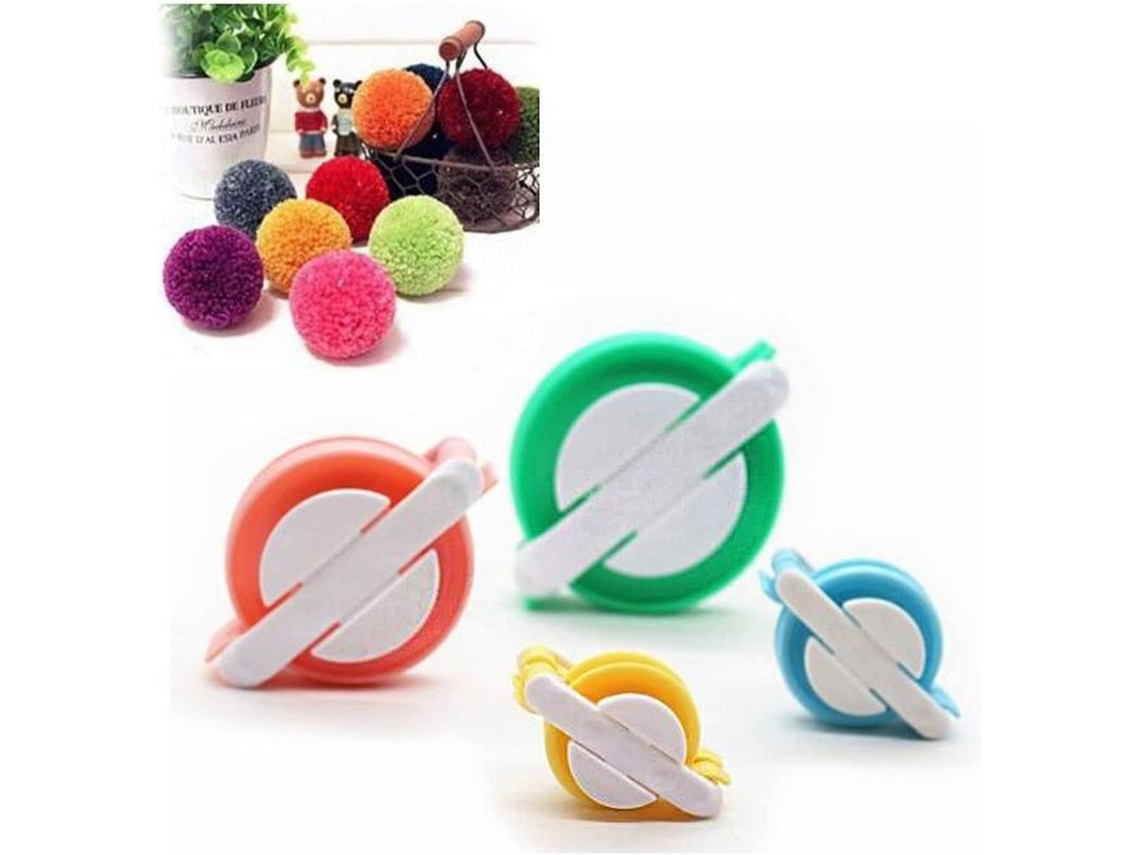Juego De Herramientas Para Hacer Pompones, 4 Tamaños, Abs Duradero, Para Niños Y Adultos.