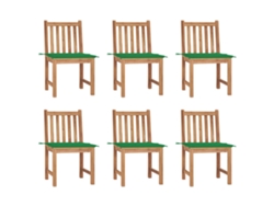 Sillas de jardín DKD Home Decor de 6 piezas con cojines, madera maciza de teca