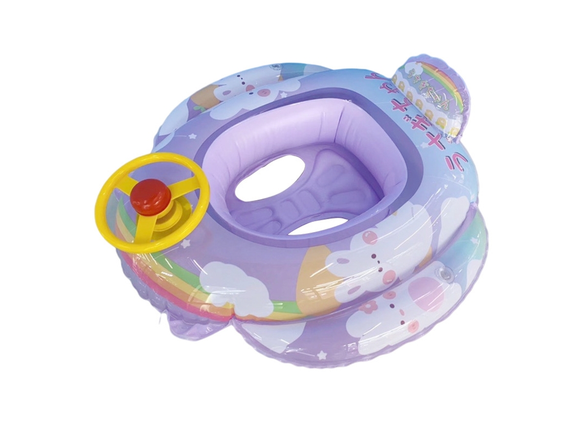 HYMNORA Anillo Hinchable Infantil con Volante y Bocina, Diseño Sirena, Barco para Bebés, Aro de Natación, Juguete Acuático de Verano