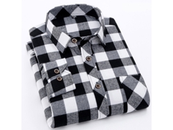 Abrigo De Invierno Para Hombre, Estampado A Cuadros, Mangas Largas, Cuello Con Solapa, Cálido.
