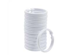 Paquete de 12 anillas de plástico para cortina de ducha con resorte superior, ganchos deslizantes y clip para cortina de baño, color blanco Jortmrd