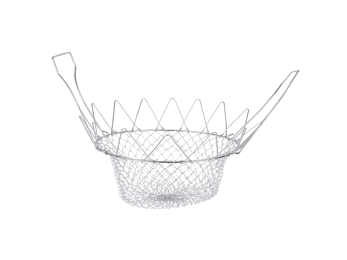 Cesta De Freír De Malla Plegable Para Patatas Fritas Y Alimentos Fritos - Acero Inoxidable