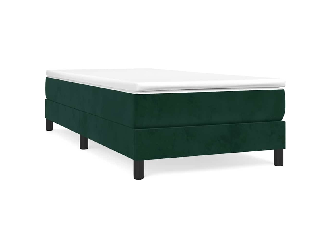 Maison Exclusive - Cama Box Spring Con Colchón Terciopelo Verde Oscuro 90x190 Cm