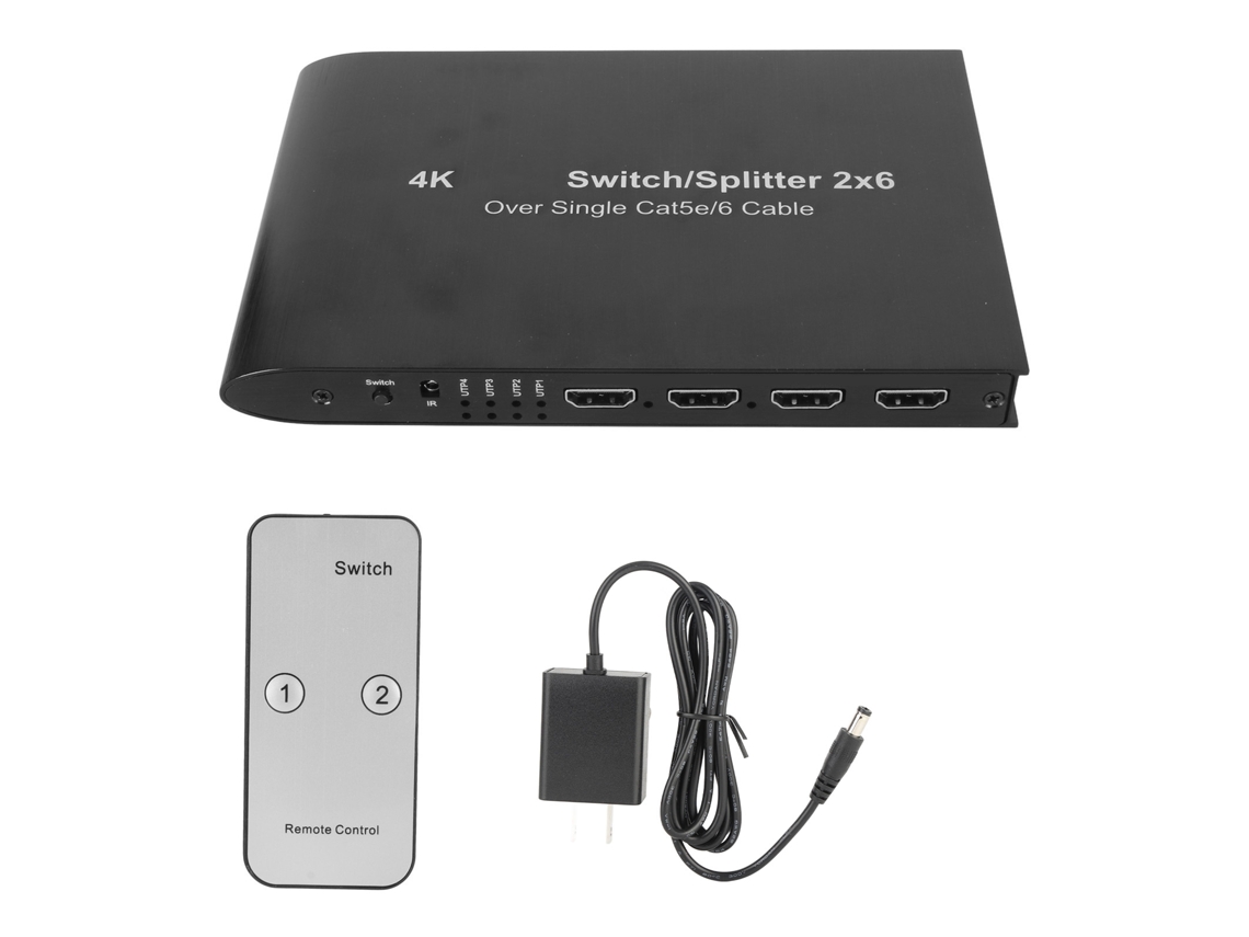 Conmutador HDMI 2x6 con audio de 3,5 mm y resolución 4K HDR10